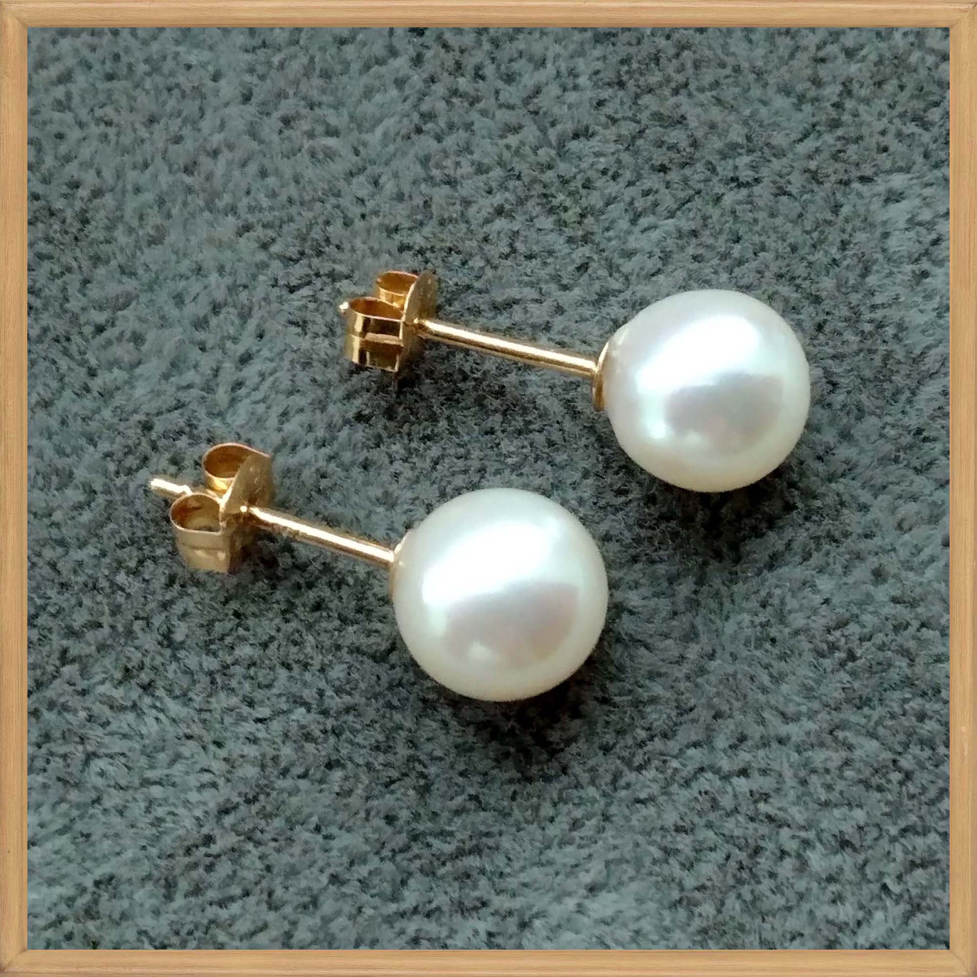 Blue Akoya Pearl Earrings 7-9mm Japanese Akoya Pearl Earring Studs Earrings  Set | eBay