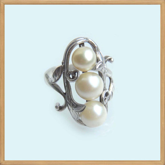 Statement 3 Akoya Pearl Ring in Sterling Silver