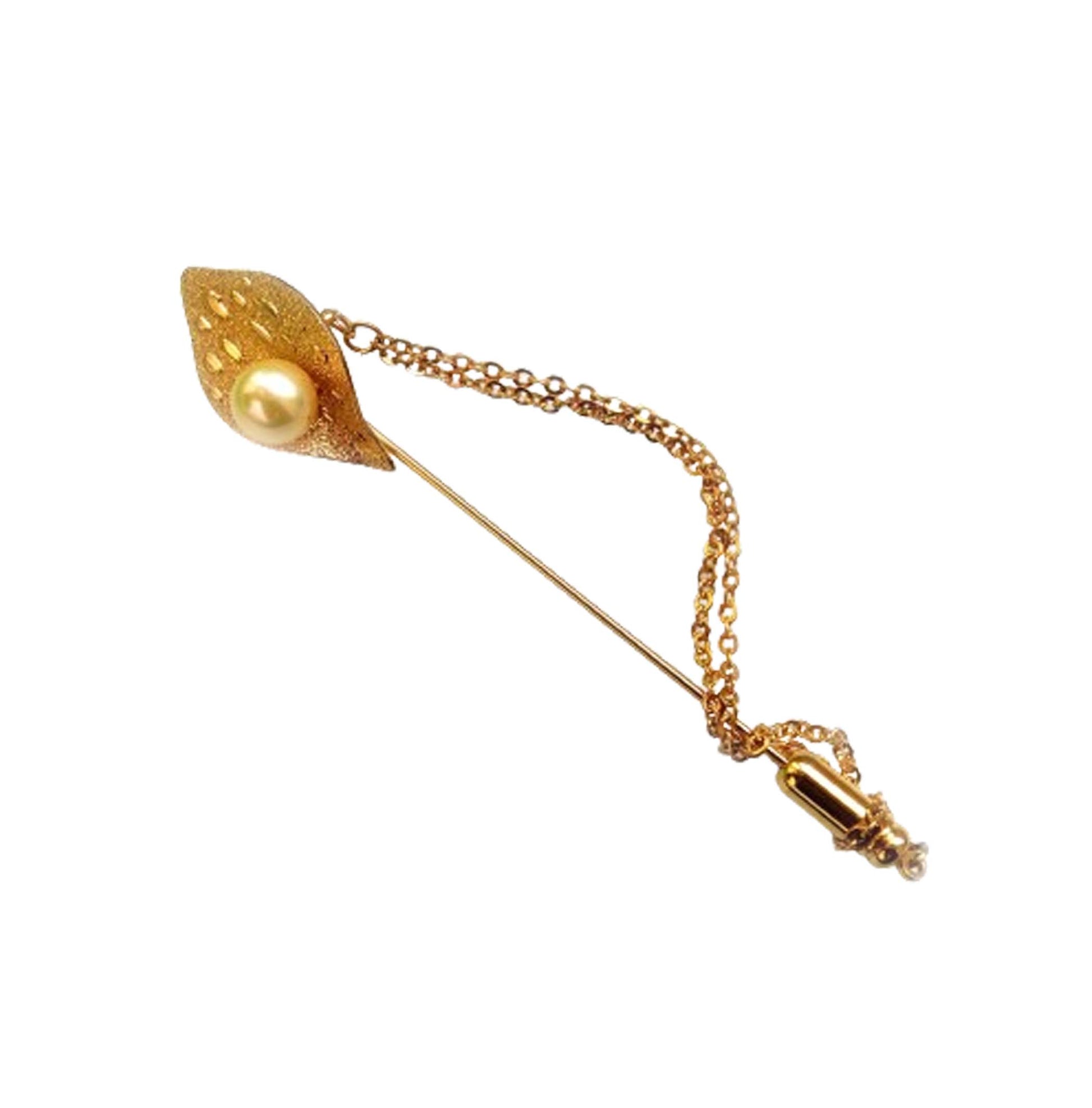 Vintage Akoya Pearl Stick Pin Gold Plated