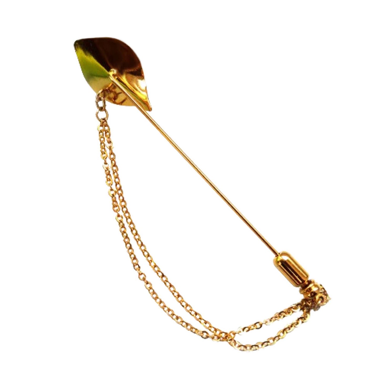 Akoya Pearl Stick Pin with Chain, Gold Plated Vintage Jewelry