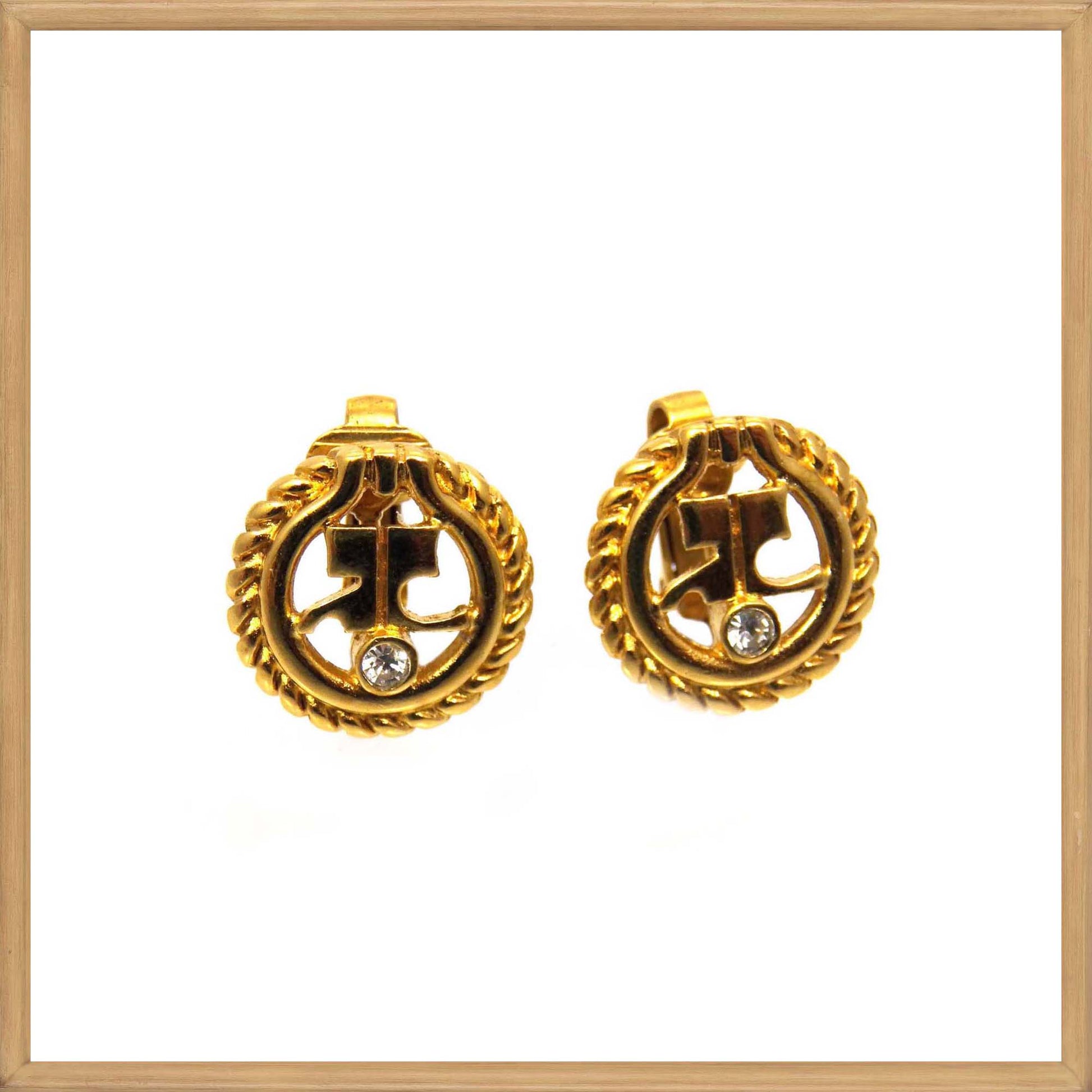 Andre Courreges Logo Clip On Earrings