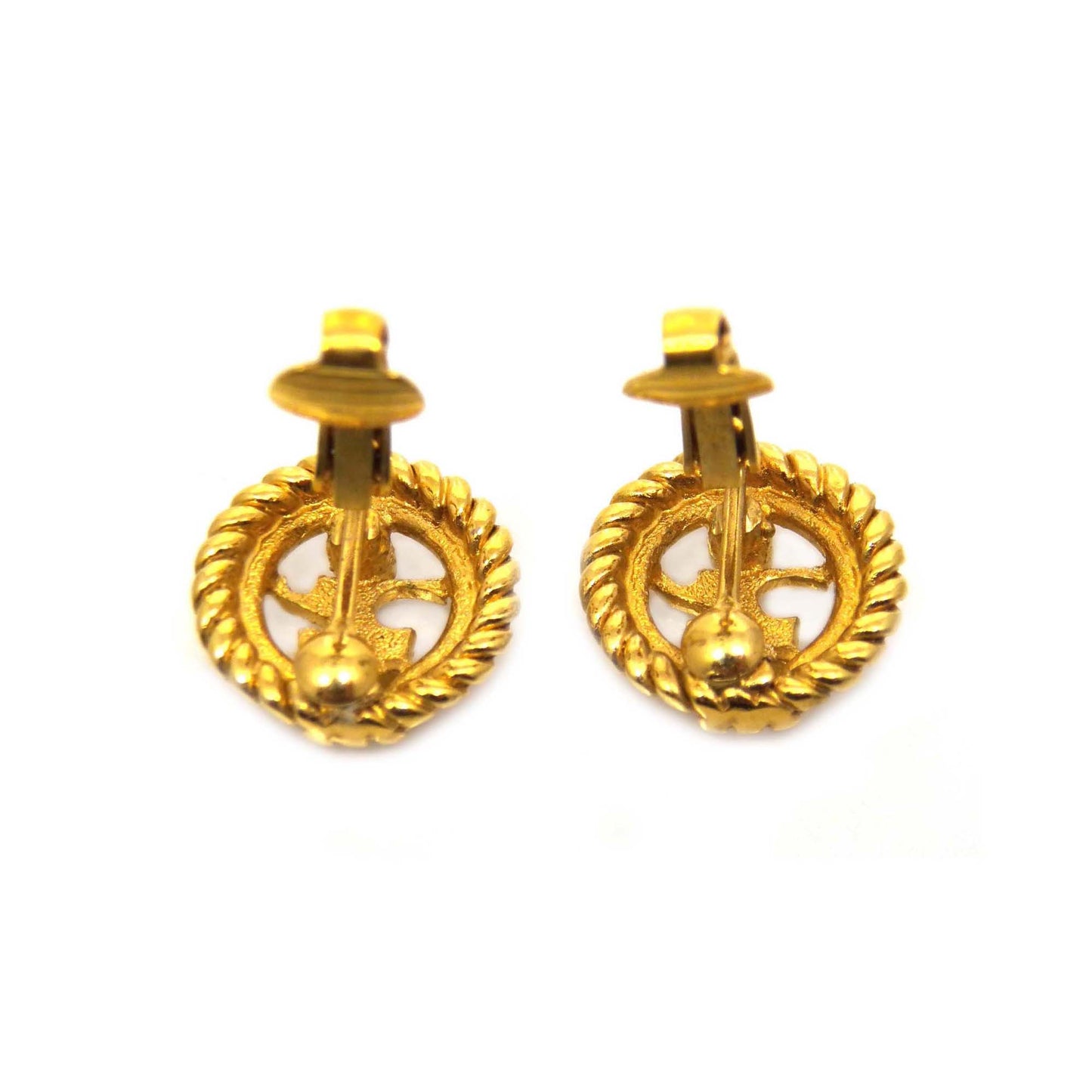 Andre Courreges Logo Clip On Earrings, French Couture Vintage Designer Jewelry
