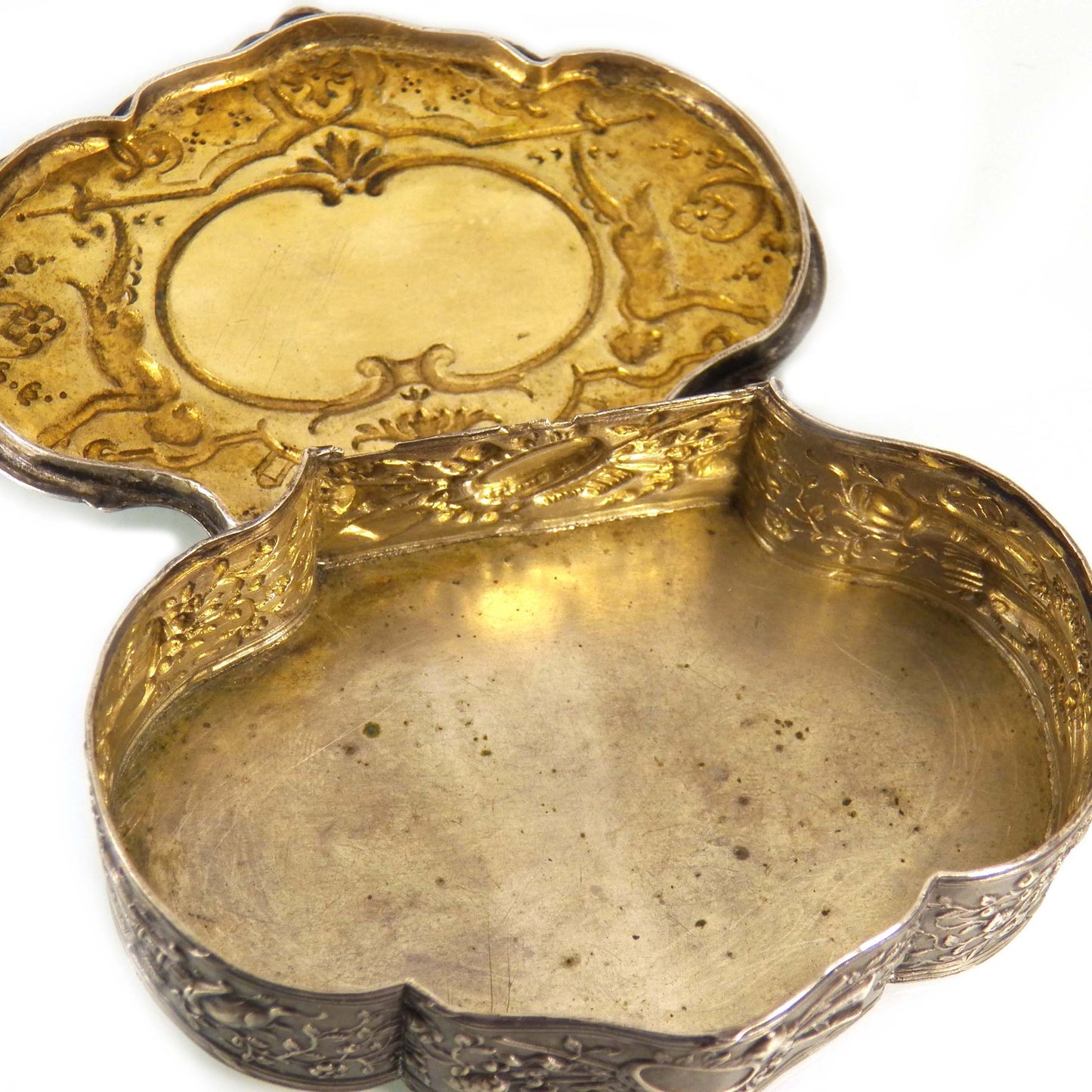 833 Silver Antique Snuff Box, Dutch Rocaille Ornament Box 1800s