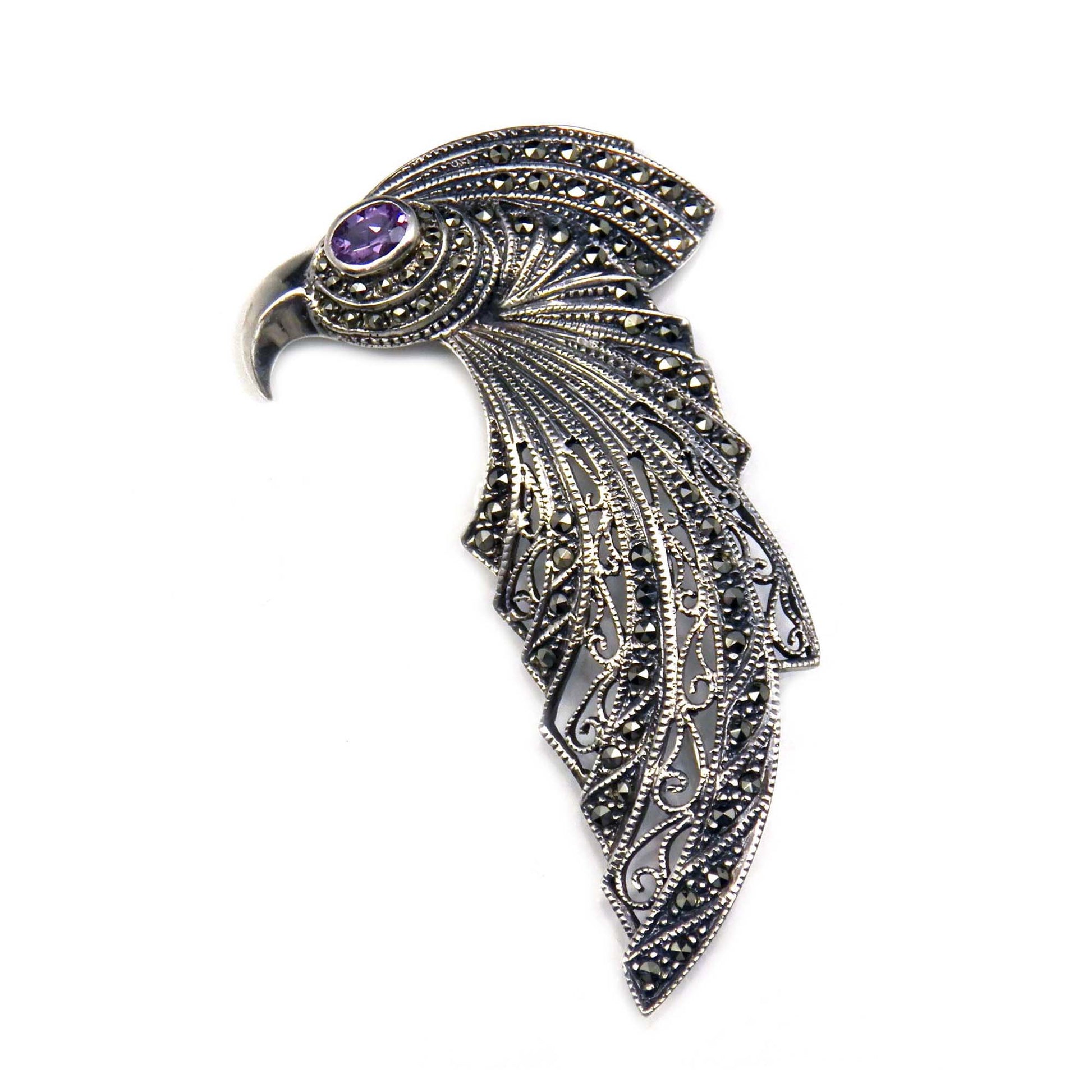 Art Deco Bird of Paradise Brooch in Strling Silver