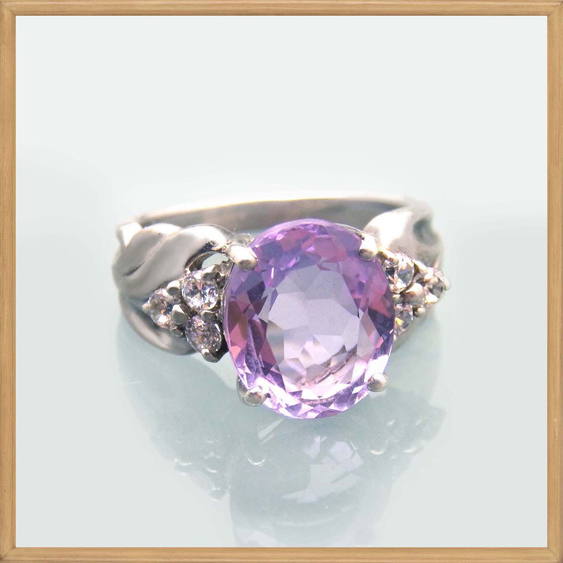 Oval Amethyst Statement Ring in Sterling Silver 