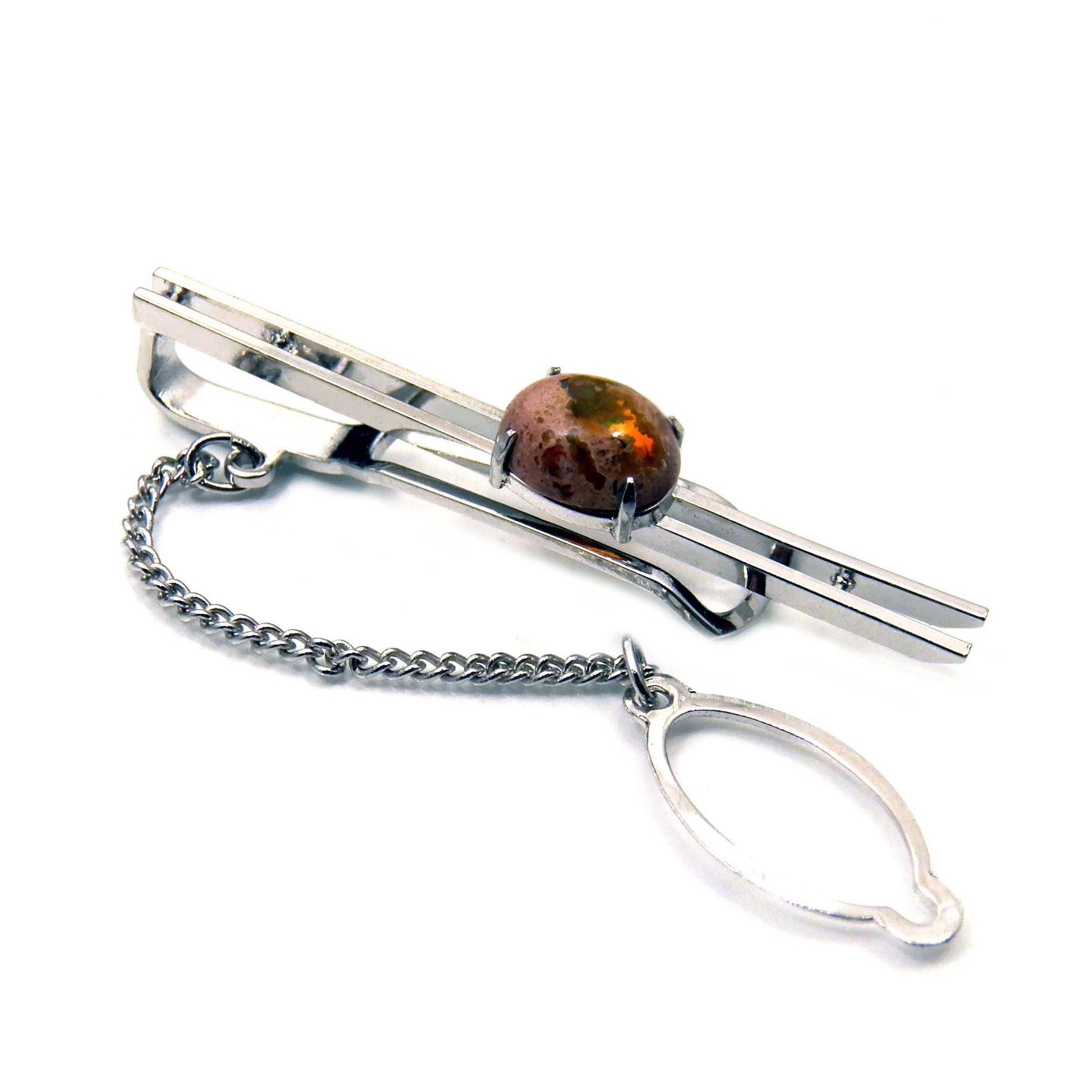 Sterling Silver Cantera Fire Opal Tie Clip 