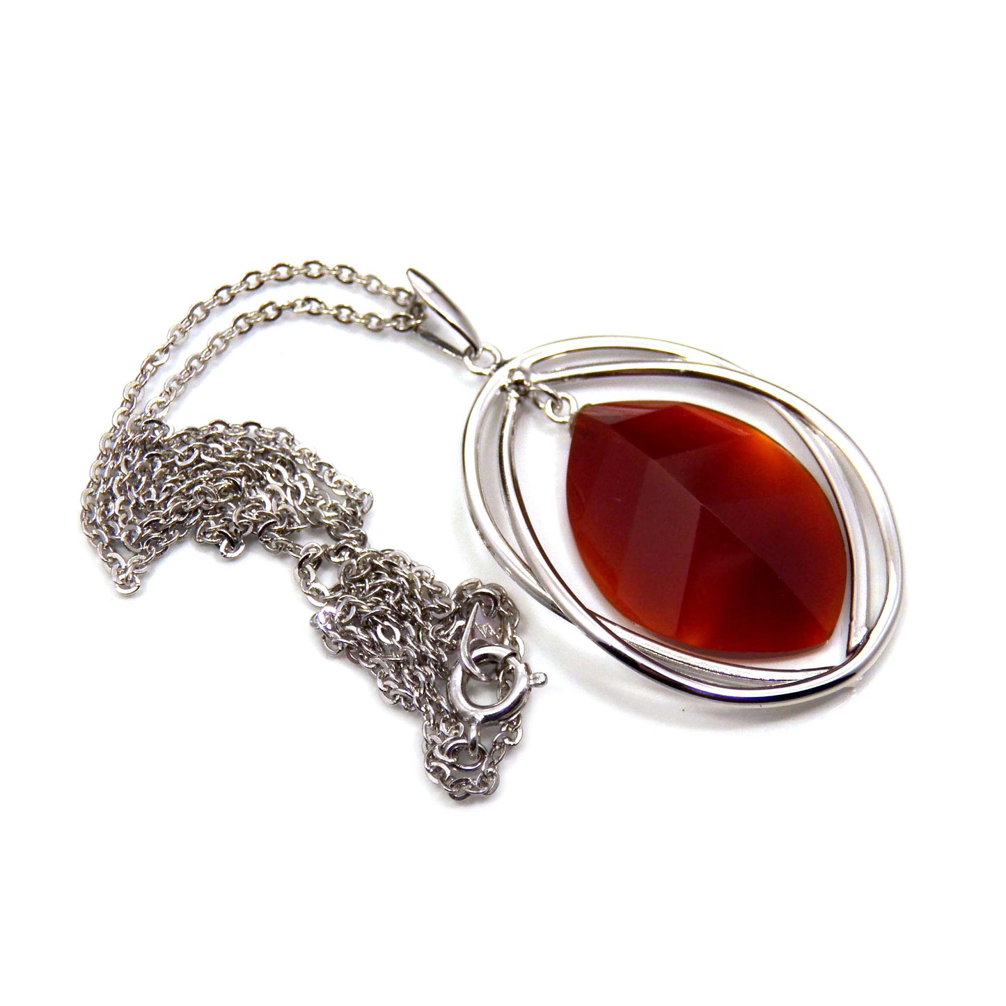 red leaf pendant on thin chain