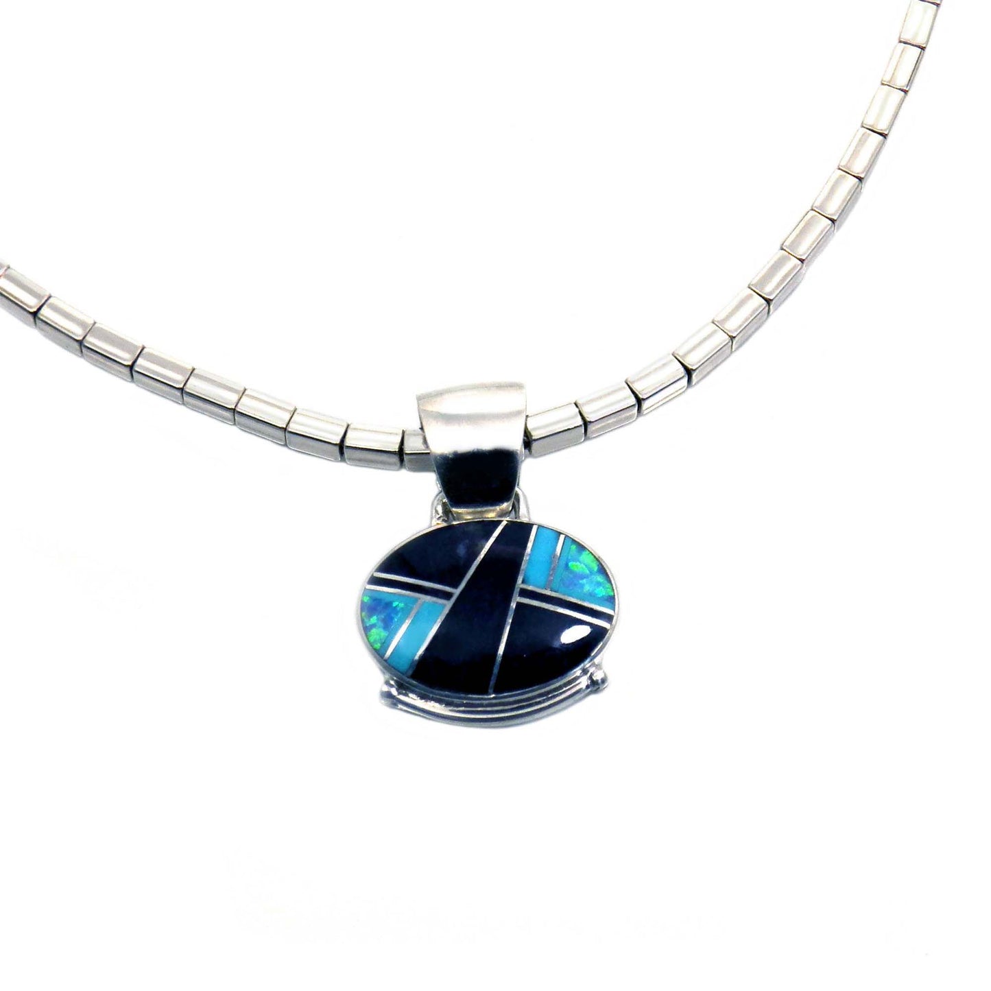 Stone inlay Navajo necklace by artisan Cathy Webster
