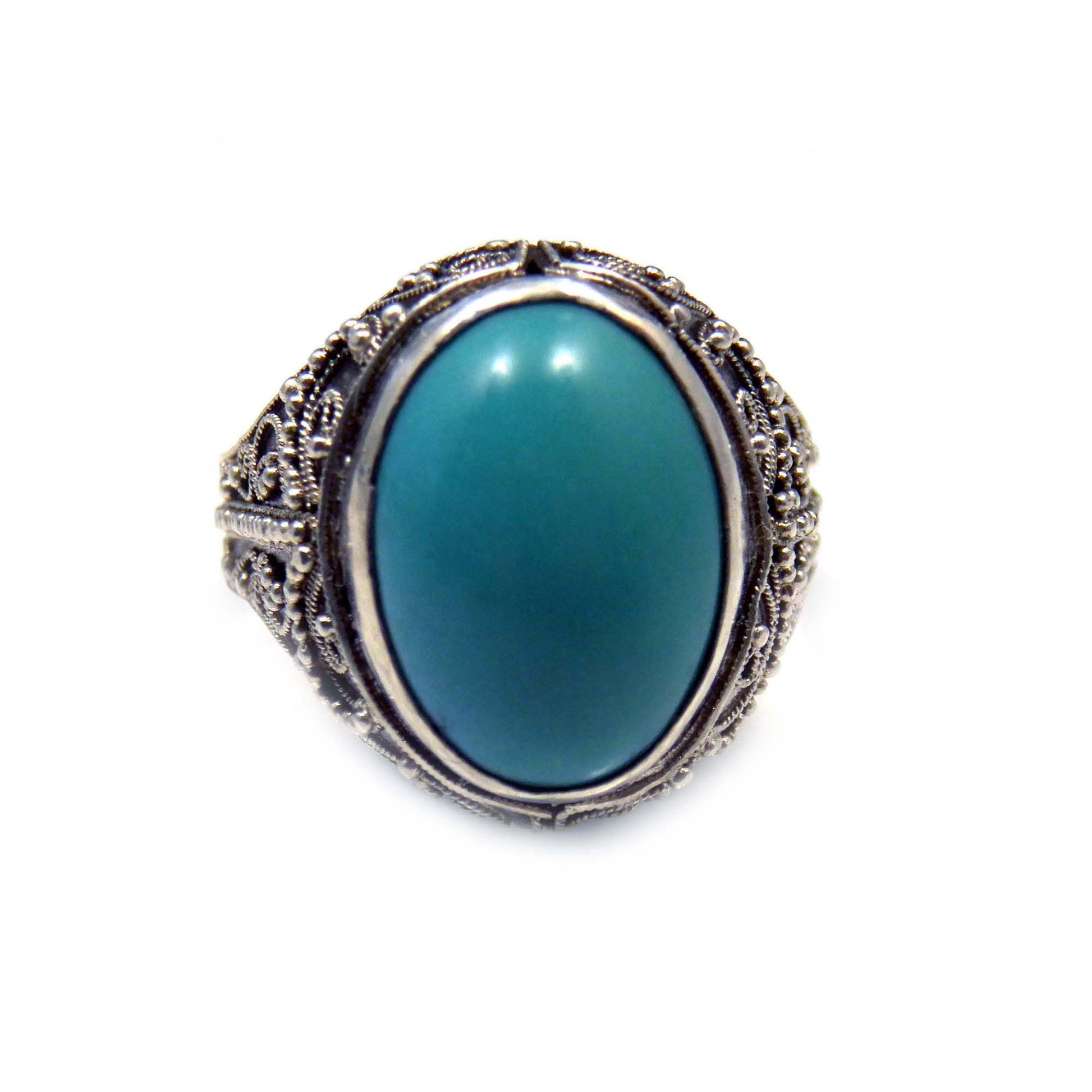 Silver Turquoise Chinese Export Ring