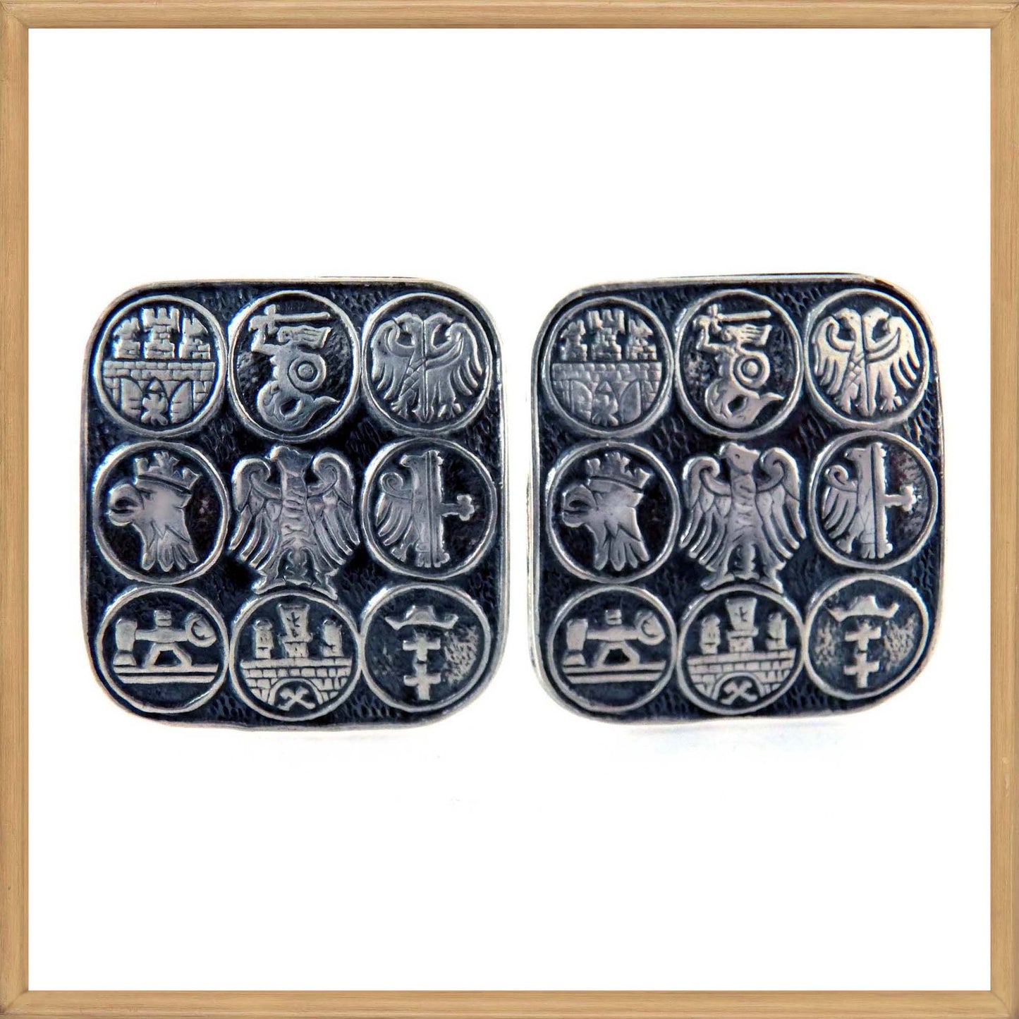 Large Coat of Arms 800 Silver Cufflinks  