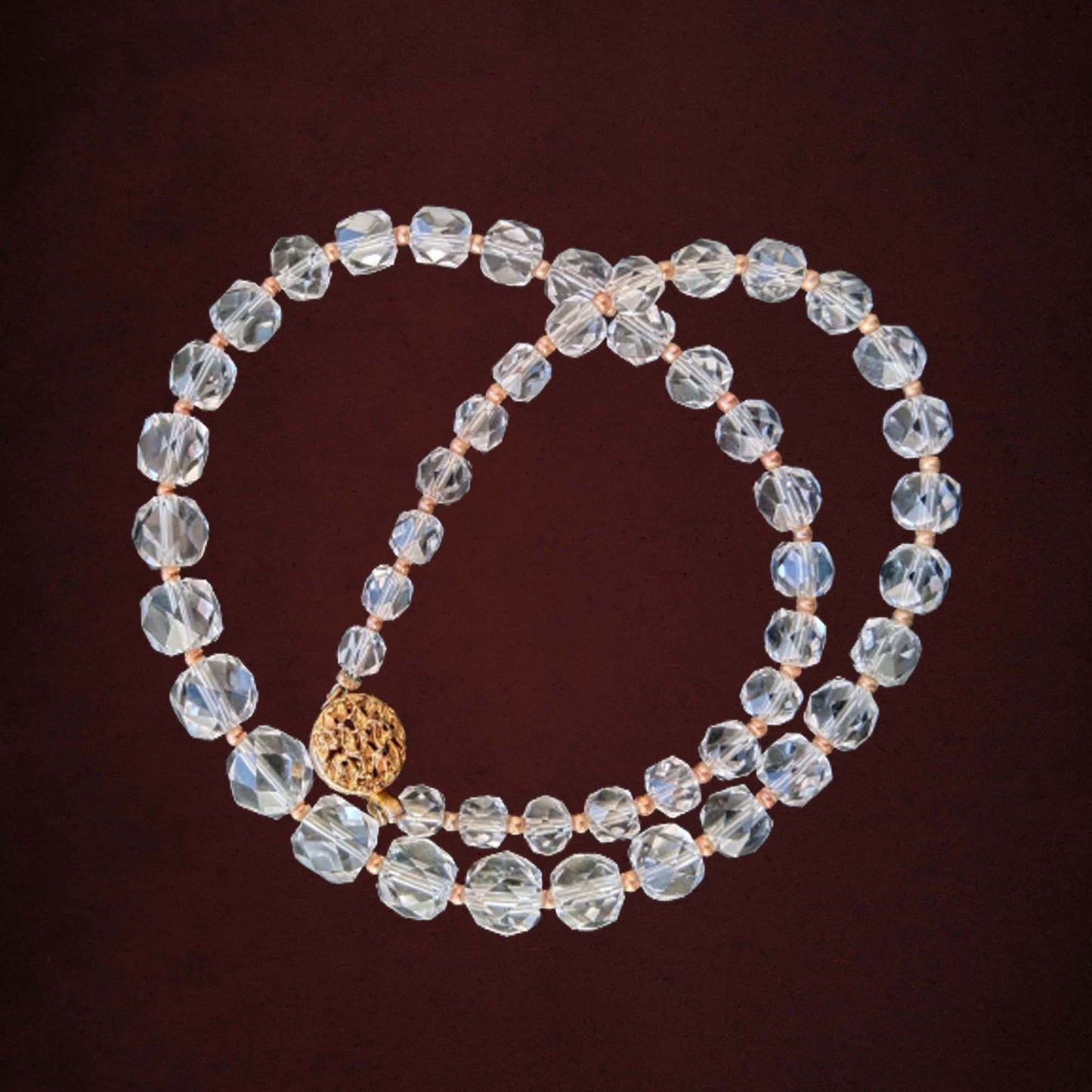 quartz necklace with gilt silver clasp
