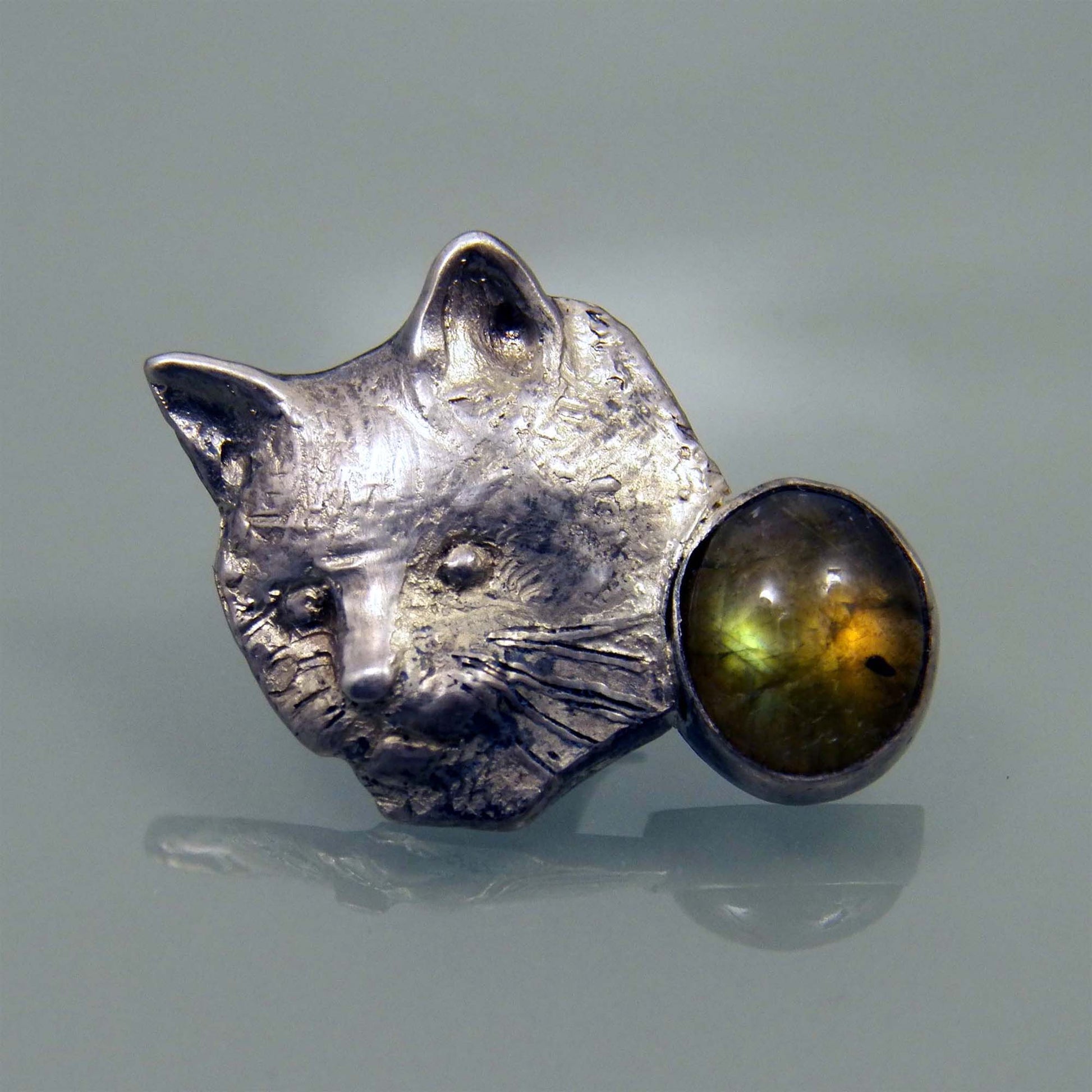Cat Tie Tack Pin Sterling Silver