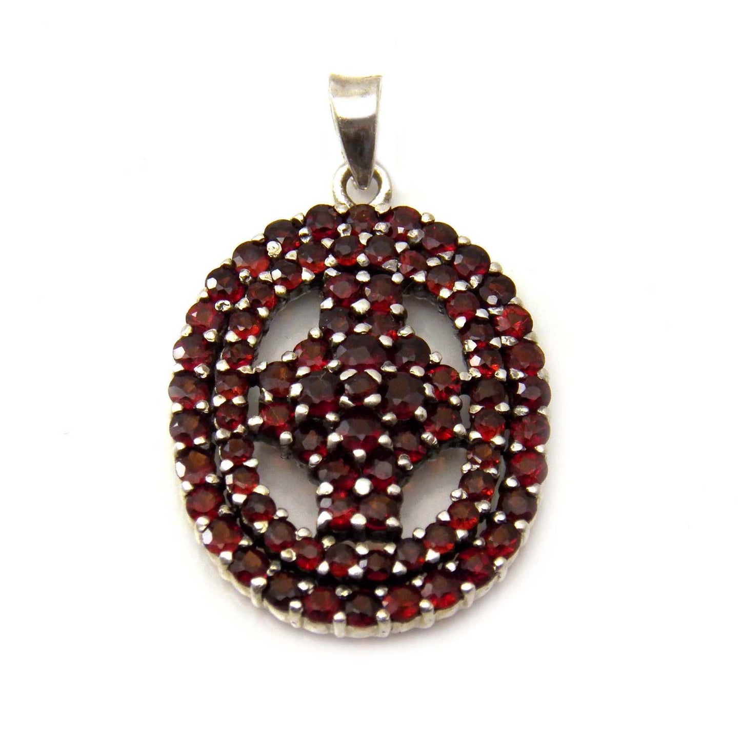 Medieval cross pendant with natural red Bohemian Garnet 