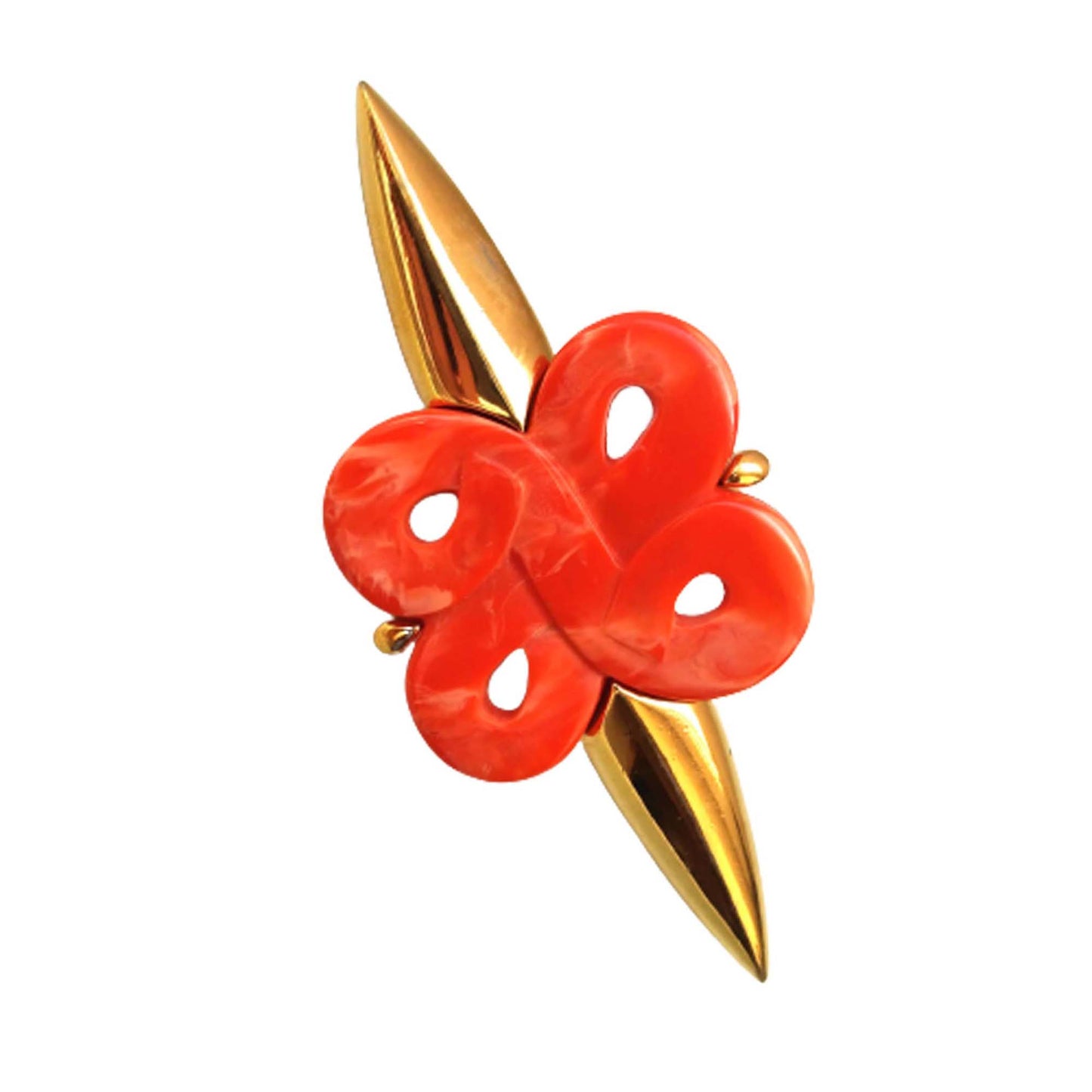 Givenchy Red Brooch 1977, Gold Plated Pin