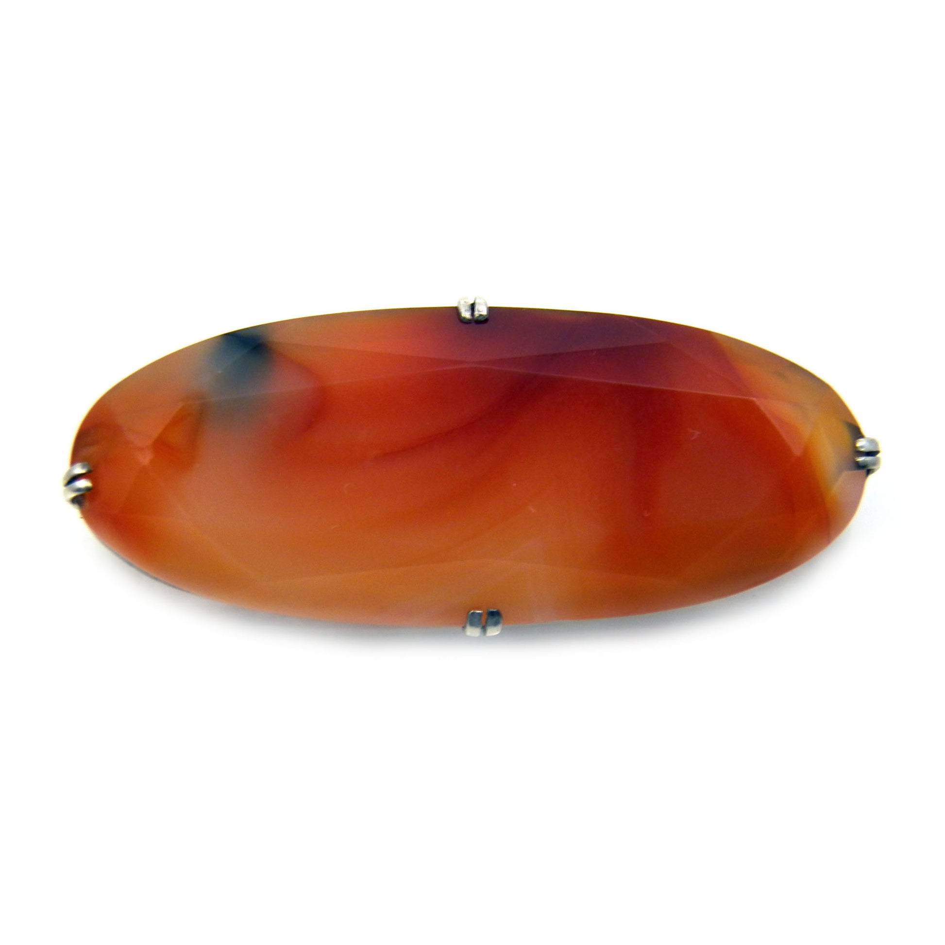 Sterling silver large red agate brooch