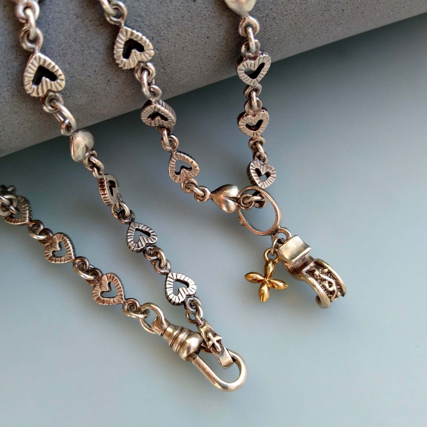 Letter S Charm Loree Rodkin Necklace, 18K Gold Cross, Sterling Silver Designer Jewelry