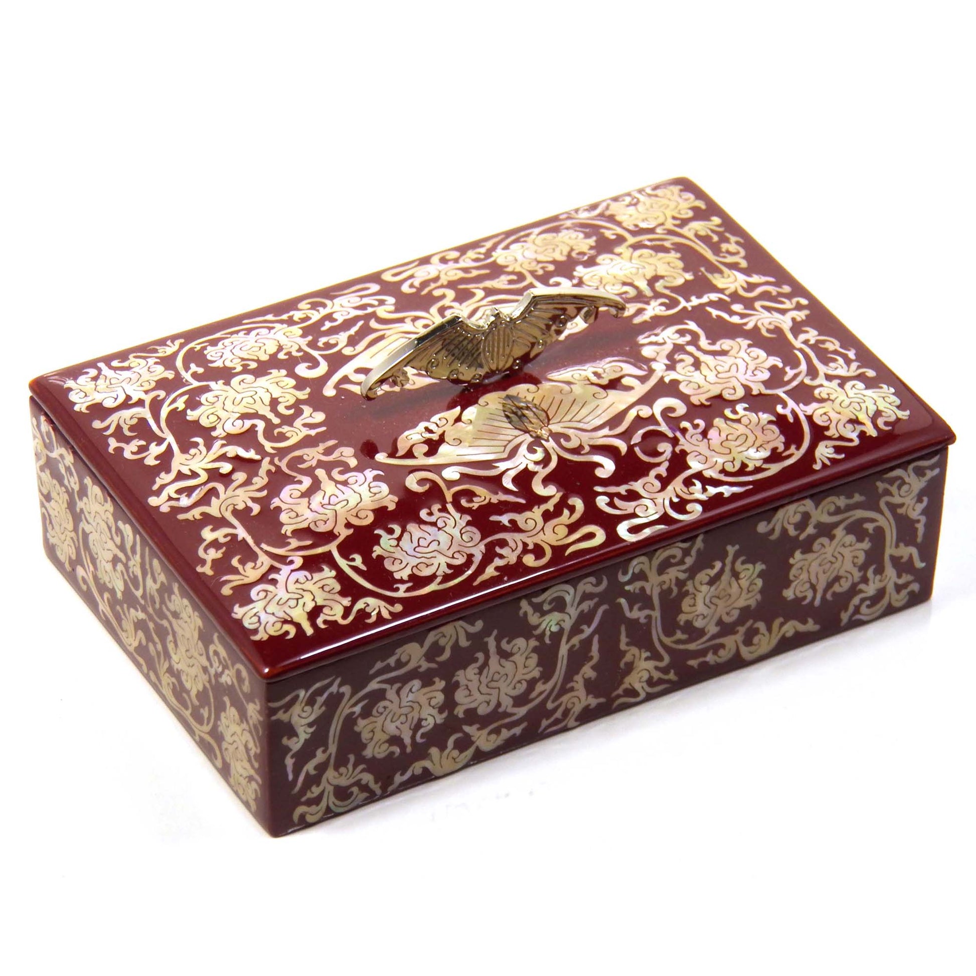 Koreian Red Lacquer Wood Trinket Box