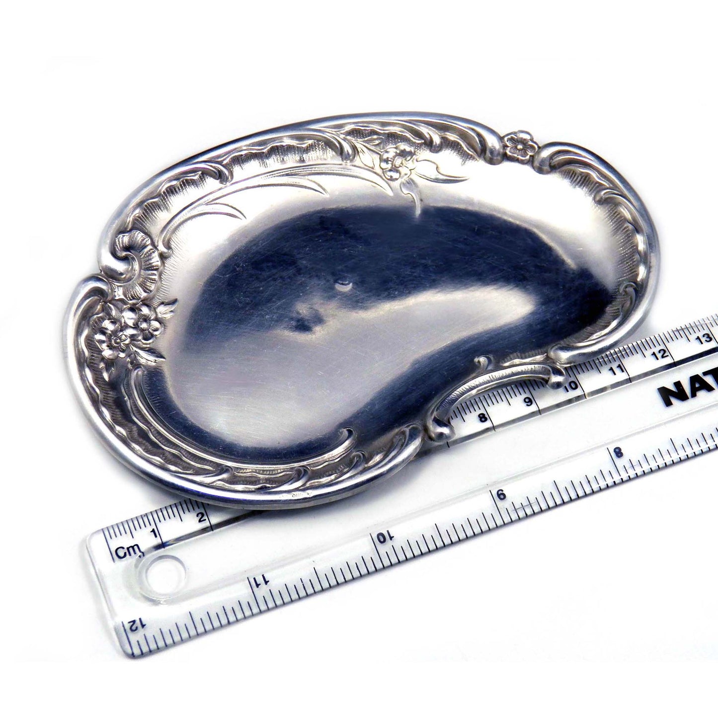 800 Silver Martin Mayer Saucer, Art Nouveau Jewelry Tray, German Antique Silverware