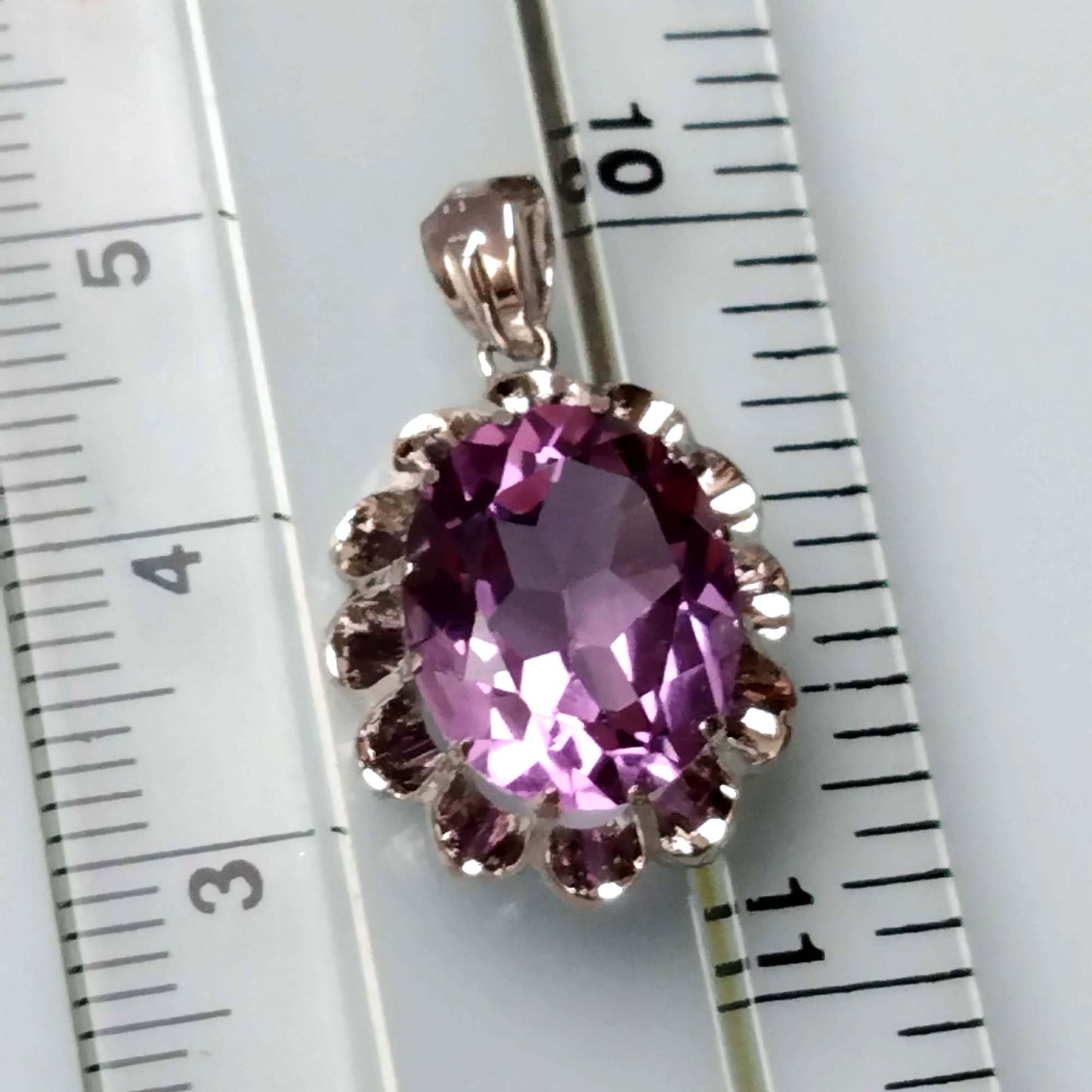 Oval Amethyst Pendant in Sterling Silver, Violet Gemstone Jewelry