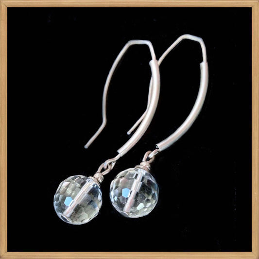 Faceted Quartz Ball Earrings in sterling silver