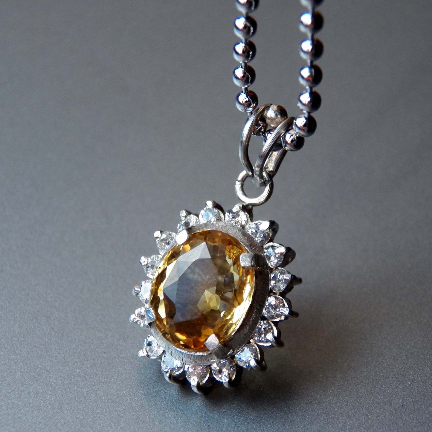 CZ and Citrine Pendant in Sterling Silver