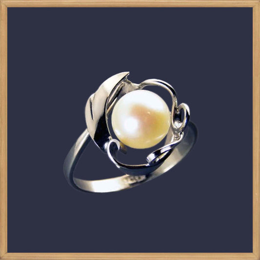White Akoya Pearl Ring in Sterling Silver