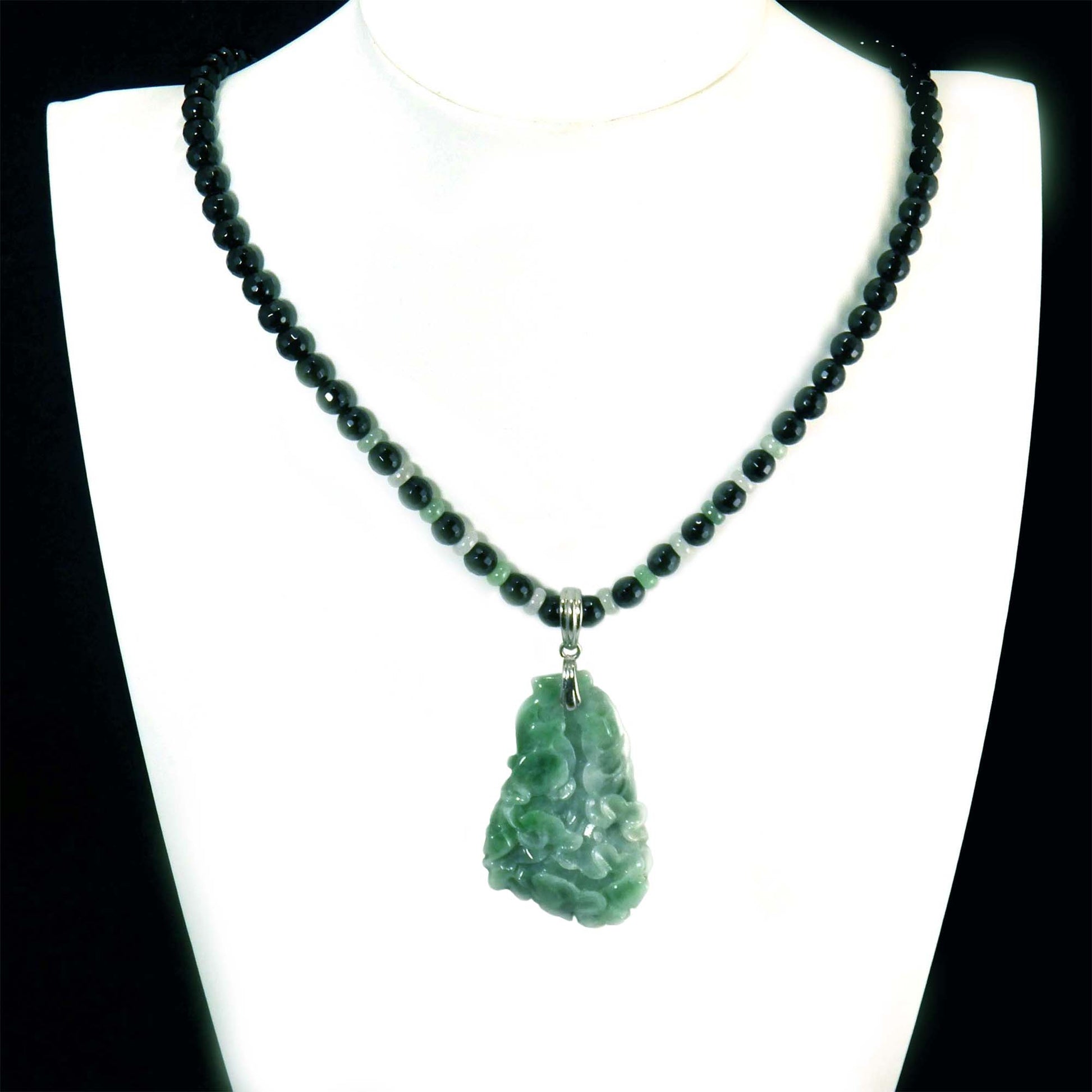 Large Carved Jade Pendant Necklace