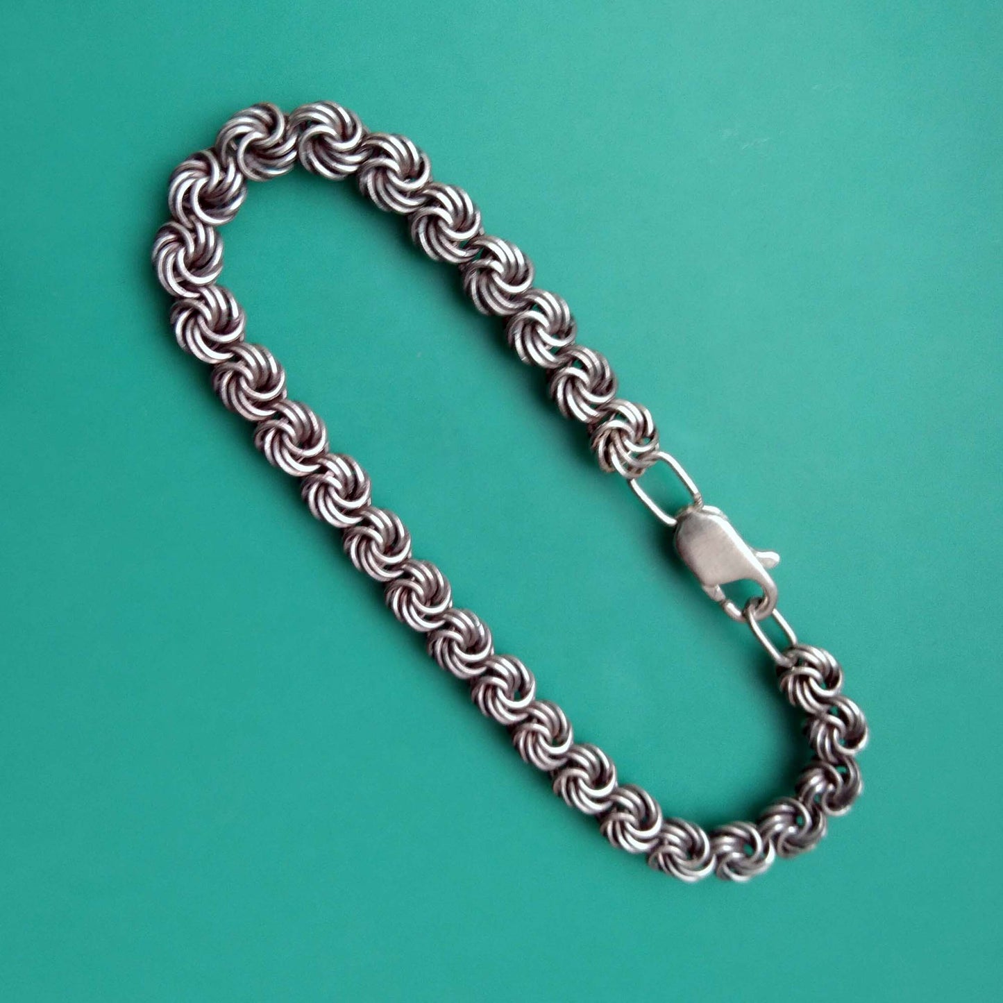 Sterling silver Byzantine chain bracelet for guy