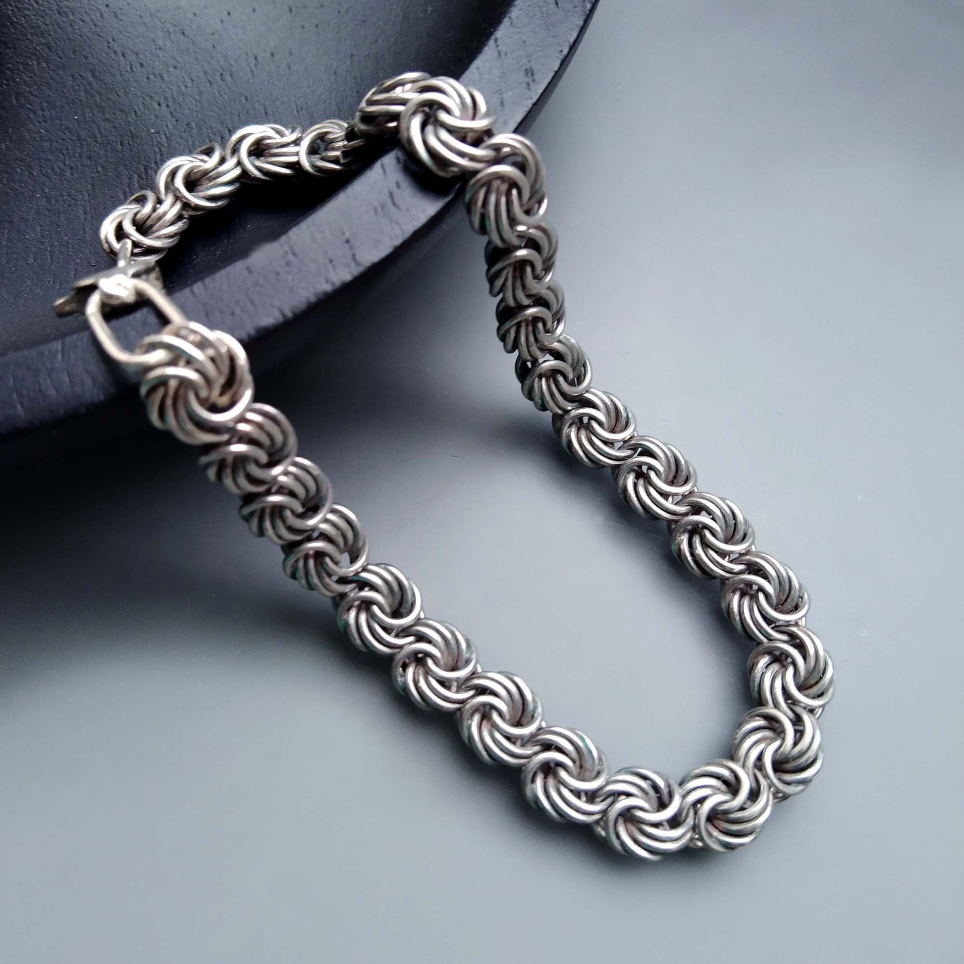 Sterling Silver Chain Maille Link Bracelet for Men
