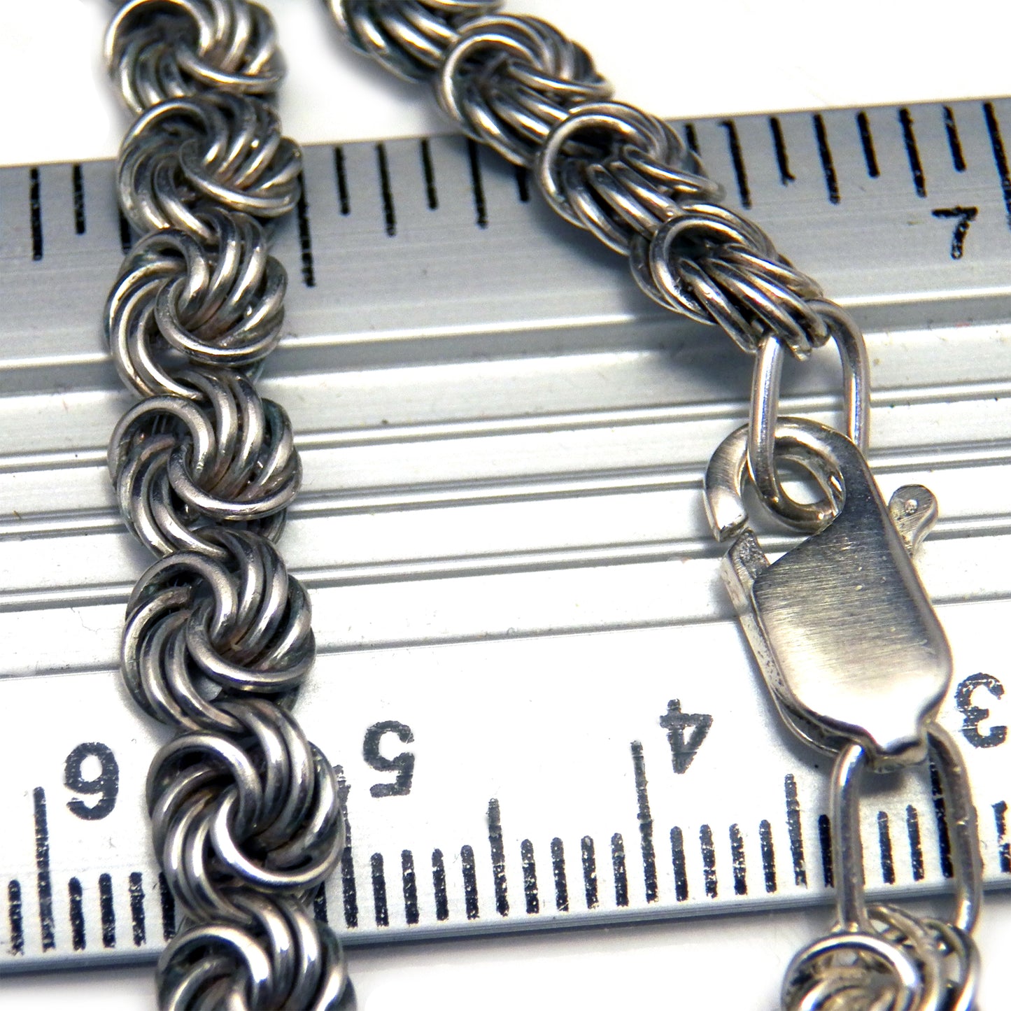 Sterling Silver Byzantine Chain Maille Link Bracelet, Chunky Jewelry for Men