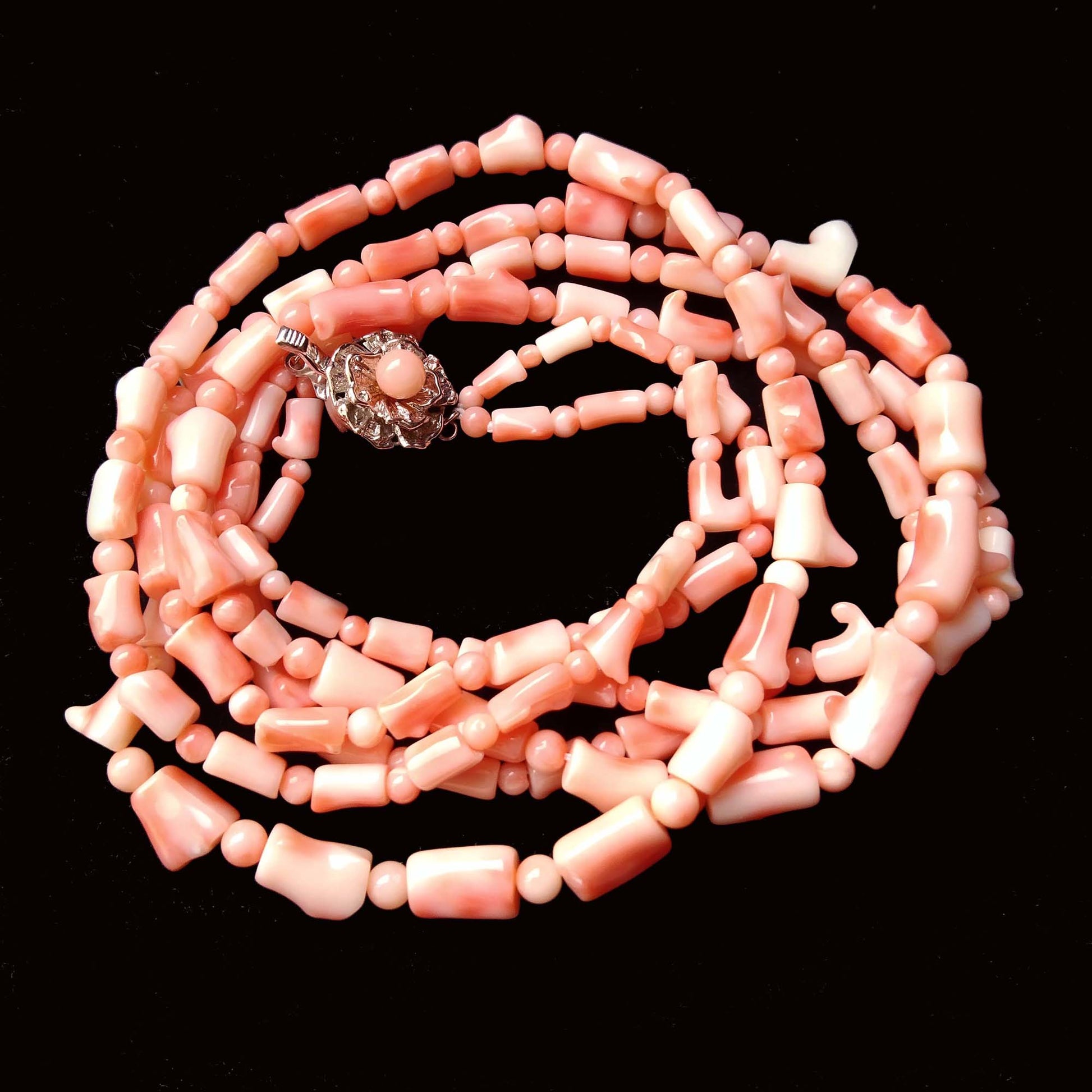 Two Strands Pink Branch Coral Necklace