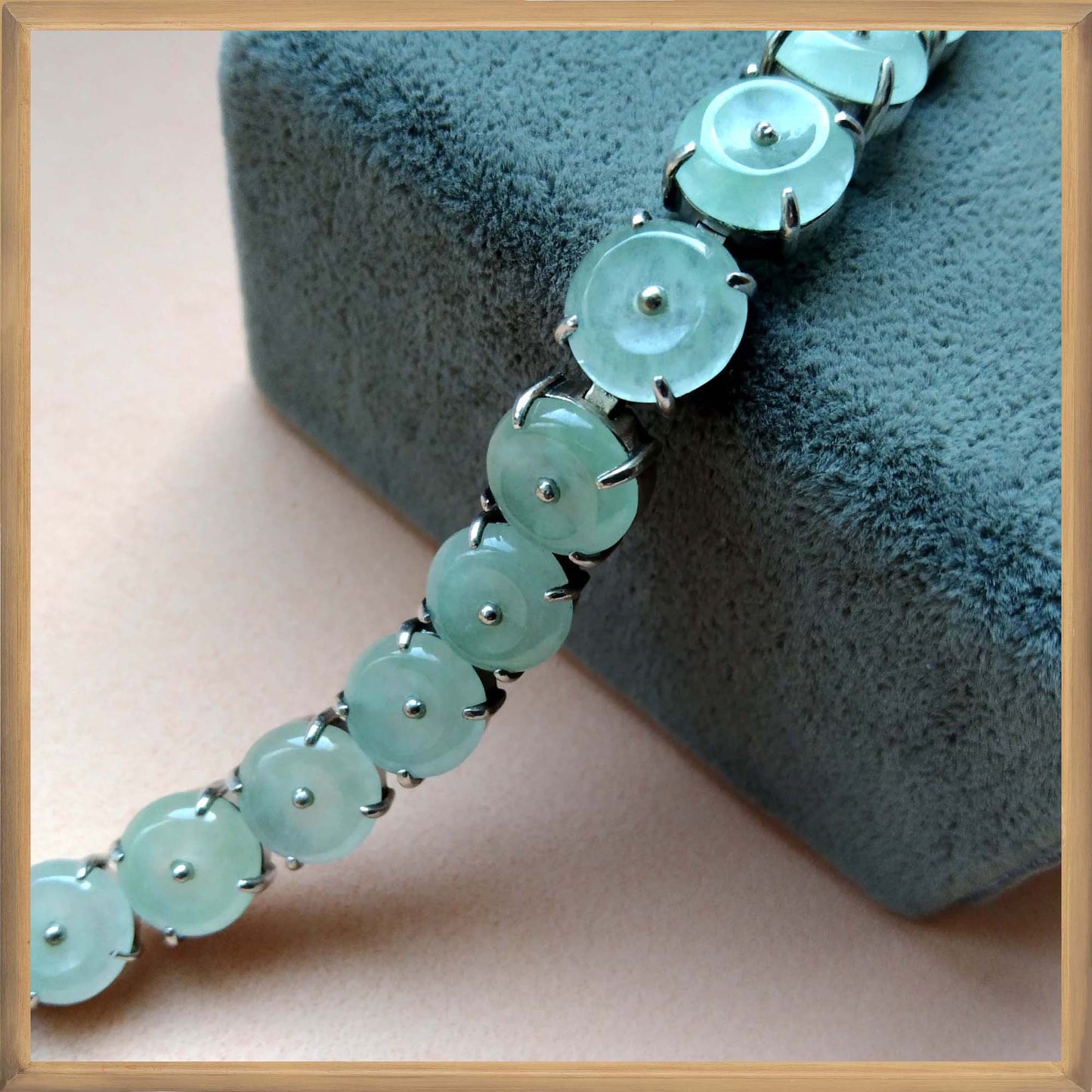 Light Green Jade Sterling Silver Link Bracelet