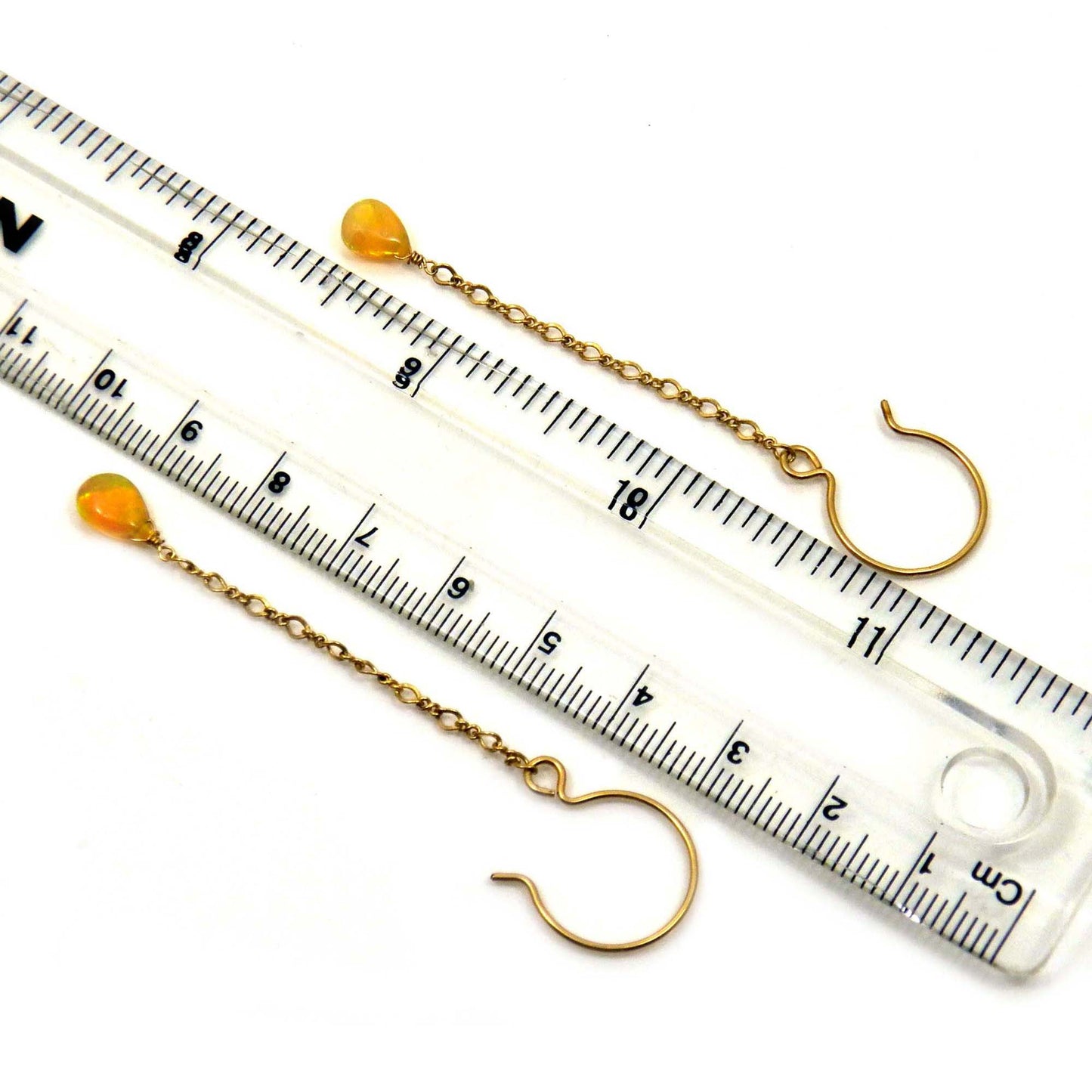 Welo Fair Opal Teardrop Earrings, 18K Gold Filled Long Chain, October Birthday Jewelry