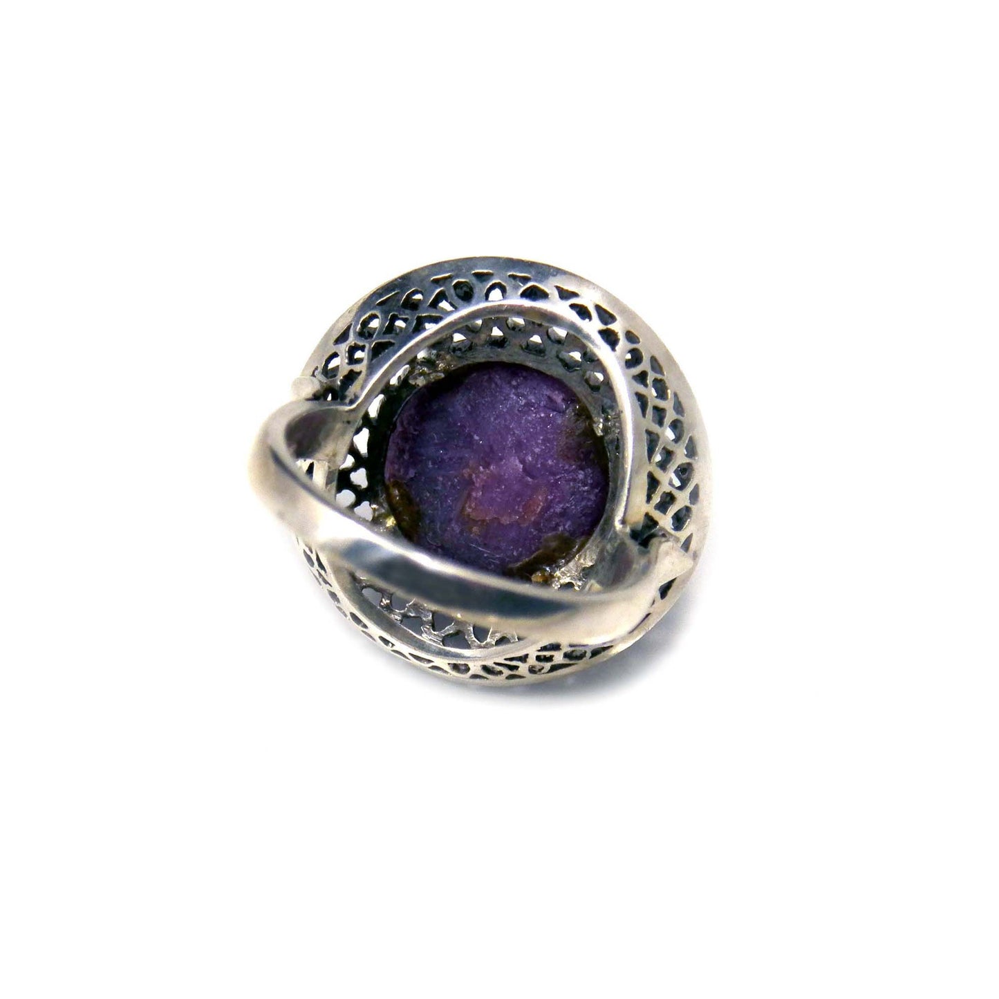Large Purple Star Sapphire Ring, Sterling Silver Vintage Artisan Jewelry