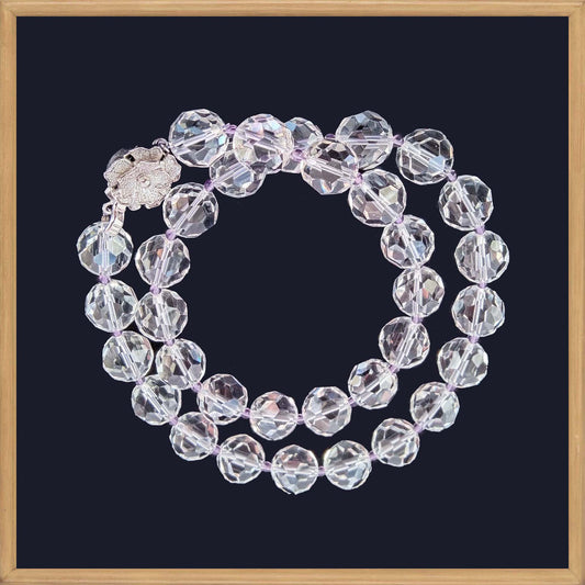 Faceted Clear Quartz and Amethyst Bead Necklace