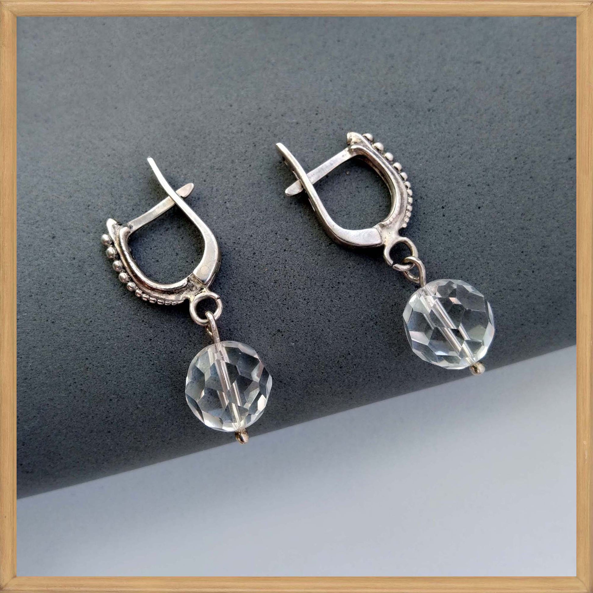 Faceted Quartz Ball Earrings in Sterling Silver