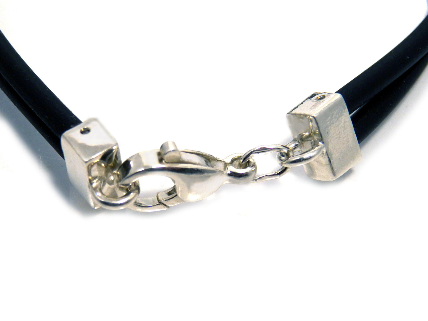Sterling Silver Skull Charm Bracelet, Black Cord Gothic Jewelry for Men